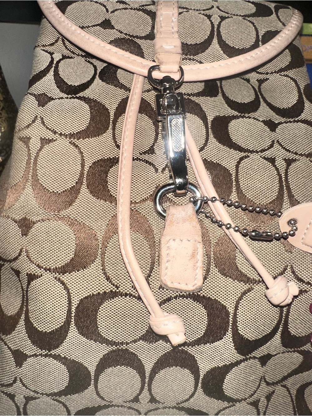 Vintage Coach Signature Canvas Mini Backpack | No. J92-6934 | Khaki/Tan - Picture 4 of 14